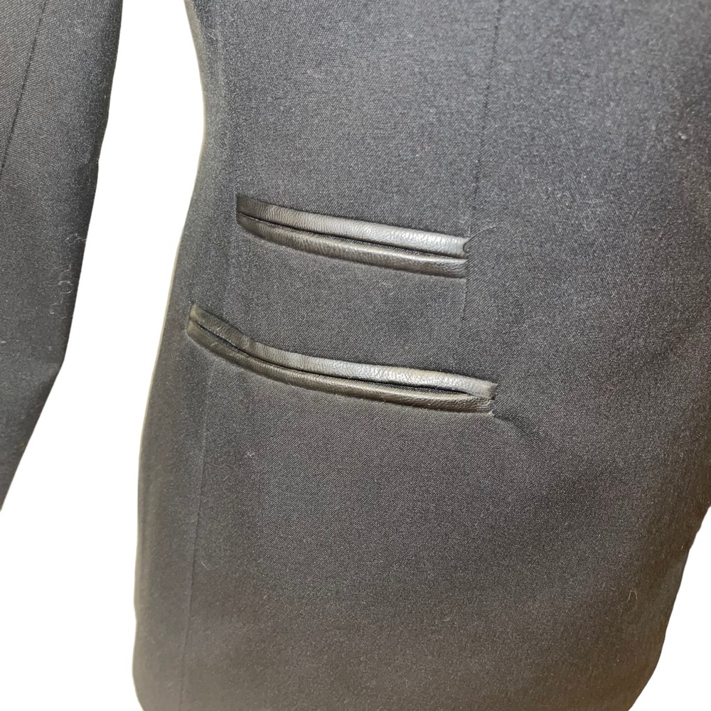 Zara Black Blazer with Faux Leather Lapel - Picture 5 of 9